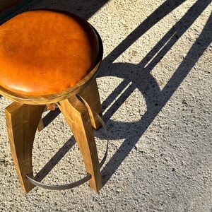 Swivel stool (Backless) Handcrafted Midcentury Modern Design in Hardwood and Steel image 14