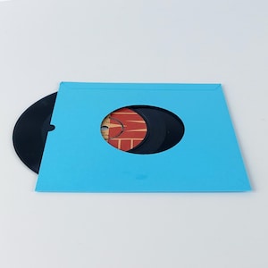 Fundas interiores para discos de vinilo azules de 7&quot;: Papel de archivo de 140 g, con orificio para etiqueta - Paquete de 20