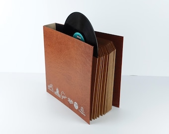 Carpeta retro marrón para discos de vinilo: almacenamiento de LP de 10 pulgadas con fundas para manualidades