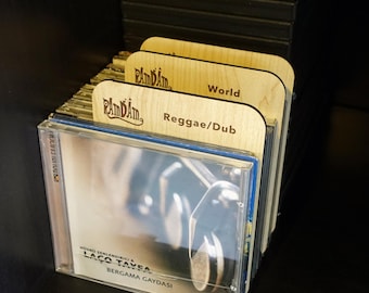 Divisori per CD personalizzati con incisione per scaffali e scaffali Organizzatori per CD con logo dell'artista personalizzato