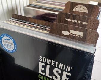 Divisores de discos de vinilo personalizables, grabados en blanco, chapa de nogal