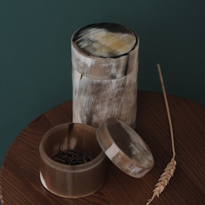 High End Buffalo Horn Tea Caddy, Tea Canister, Coffee ,Sugar cannister,Spice Cannister Set, Cotton Storage , Boîte à thé, Storage Container