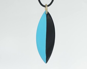Feather Inspiration Buffalo Horn and Lacquer Necklace , Buffalo Horn Pendant , Horn Necklace , Horn Jewelry , Gift for mom ,Leaves Pendant