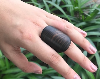 Handmade Chunky Wideband Ebony Ring, Wooden Ring, Oversized Ring , Genuine Ebony , Wideband Ring , Gift for her, Statement Ring, Hobo Hippie