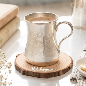 Silver plated Brass Tankard, Mug Cup Goblet Prop, Custom Mug, Engraved Beer Mug, English Old Pint,  Glass For Anniversary Birthday