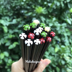 Personalized Japanese rosewood chopstick with flower lacquer tip, Wedding favour , Lacquer chopstick  , Engraving Chopsticks