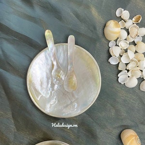 Round Shell Dish with Silver plated trim , Golden Mother of Pearl Dish Seashell Dish , Catchall Shell Dish, Caviar Dish, Caviar Set