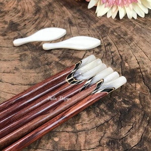 Personalized Japanese rosewood chopstick with marble tip, Rosewood chopstick , Japanese chopsticks , Engraving Chopsticks , Wedding favors