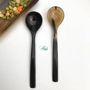 Cuchara redonda de cuerno personalizada, cuchara de cuerno de búfalo, cubiertos de cuerno, cuchara de cuerno para té, cuchara de cuerno, cuchara de mango largo, cuchara para huevos