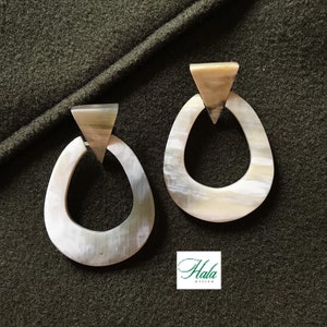 Art Decor Door Knocker Earrings , Buffalo Horn Jewelry,Handmade Statement Earrings, Fashion Earrings  , Boho Earrings ,Geometric Earrings