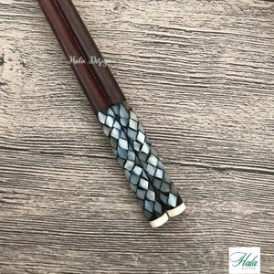 Handmade rosewood chopsticks with mother of pearl inlaid and horn chopstick rest, Wooden chopsticks,Handmade chopsticks , Rosewood Chopstick