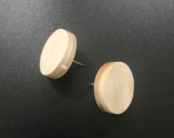 Moon Stud Earrings with Hypoallergenic Stainless Steel Studs, Buffalo Horn Earrings , Minimalist earrings , Disc Earrings