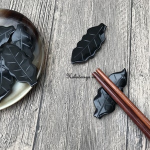 Buffalo Horn Leaf Chopstick rest, Hashioki Chopsticks rest, Chopstick rest set, Japanese chopstick rest ,Chopstick and rest set