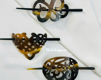 Assorted Handcrafted Buffalo Horn Hair Slider , Hair Slide , Bun Holder, Hair Accessories ,Hair Pin , Hair Stick , Horn Barrette