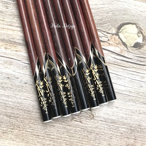 Personalized Rosewood chopstick with Resin tip with Handpainted Bamboo, Chinese style chopsticks , Engraving Chopsticks , Wooden Chopstick