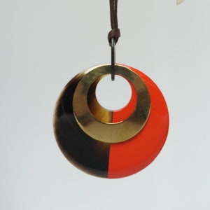 Remix Buffalo Horn and Copper Pendant , Buffalo horn Pendant, Buffalo Horn Necklace , Brass Jewelry, Mother&#39;s day , Statement Pendant
