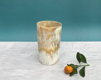 Horn Vase, Flower Vase , Plant decor, Rustic decor, Utensil Crock Holder, Kitchen Storage , Farmhouse decor, Makeup brush vase