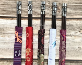Handmade Rosewood chopstick with brocase silk sleeve, Chopstick Pouch, Custom chopstick gift,Chopstick with sleeves , Wedding favour