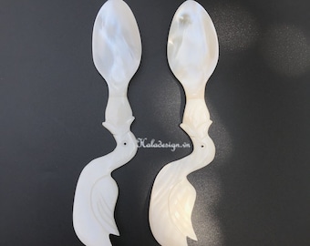 Custom engraved Swan Mother of Pearl Spoon Length= 17.5 cm , Sugar Tea Coffee Scoop, Caviar Spoon, Shell Utensils , Caviar Set
