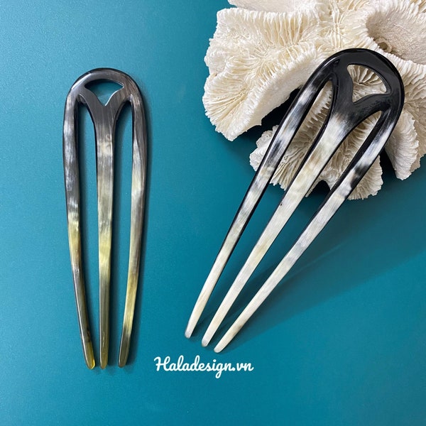 Horn Chignon Pin, French Hairpin, U Shaped Hair Pin, Horn Hair Stick, Hair Accessories for Woman , Natural Buffalo Horn Hair Pin