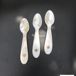 Mother of Pearl and Golden Oyster Caviar With Abalone Inlay Spoon L = 16.5 cm(6.49&quot;), Caviar Spoon , Custom spoon,Personalised Caviar Spoon