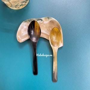 Colher de chifre personalizada, colher personalizada, colher de chifre de búfalo, talheres de chifre, colher de chifre redondo, colher de chifre polonês, colher de creme, colher de geléia