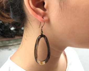 Horn Earrings, Buffalo Horn Jewelry , Natural Horn , Vintage Earrings , Handmade Earrings, Boho Jewelry