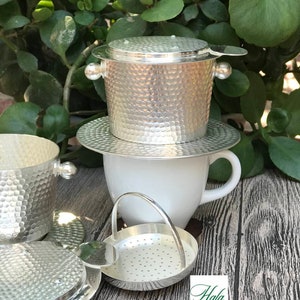 Silver Plated Vietnamese Coffee Maker, Coffee Pot , French Press Style Coffee Filters , Pour Over Coffee Dripper , Portable Coffee Maker