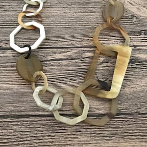 Long Horn Chain Necklace, Chain Link Necklace ,Geometric Chain Necklace, Buffalo Horn Jewelry , Boho Necklace , Long Necklace