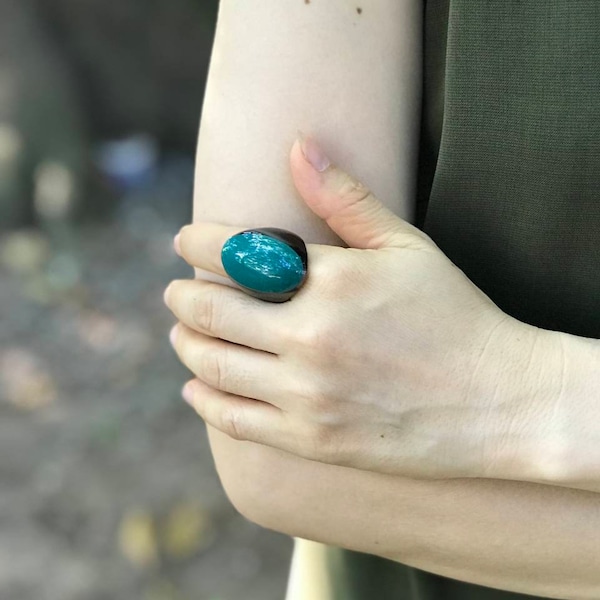 Horn Chunky Ring (9 US size) , Buffalo Horn Ring , Buffalo Horn Jewelry , Handmade ring , Chunky ring , Gift for her , Boho Ring