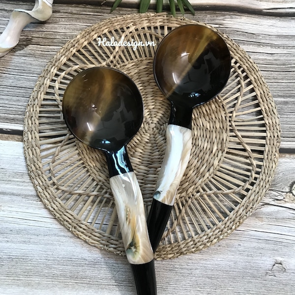 Personalised Big Horn and Seashell Ladle Spoon, Large Spoon , Buffalo Horn Spoon, Wedding Gift, Soup Spoon, Soup Ladle ,Hostess gift