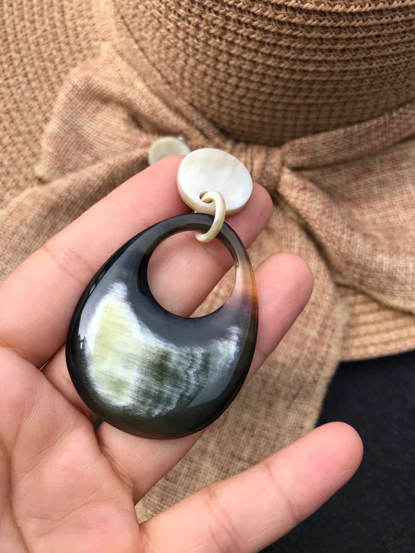 Horn Earrings Droplet earrings Buffalo Horn Jewelry Etsy