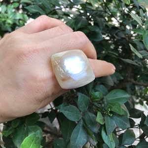 Horntjock ring, Buffelhornring, Buffelhornsmycken, Handgjord ring, Tjock ring, Present till henne, Boho ring