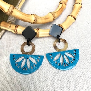 Buffalo Horn und Lack Ohrringe, Buffalo Horn Schmuck, Buffalo Horn und Lack Ohrringe, Boho Ohrringe, Ethnic Ohrringe