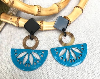 Buffalo horn and lacquer Earrings, Buffalo Horn Jewelry , Buffalo Horn and lacquer Earrings , Boho Earrings, Ethnic Earrings