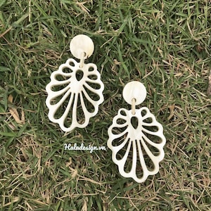 Buffalo Horn Earrings, Buffalo Horn Jewelry , Handcraving Horn Earrings , Boho Earrings,Horn Carving Earrings , Big Statement Earrings