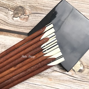 Handmade Ironwood chopsticks with Horn Tip, Wooden chopsticks, Handmade chopsticks , Japanese Style Chopsticks , Chopstick with rest set