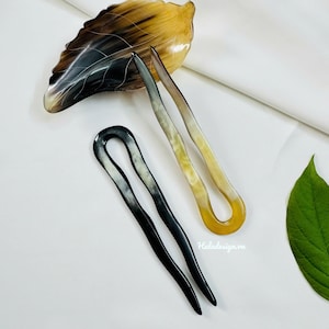 Horn Chignon Pin, French Hairpin, U Shaped Hair Pin, Horn Hair Stick, Hair Accessories for Woman , Natural Buffalo Horn Hair Pin