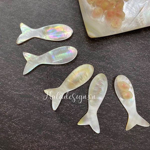 1 pc Custom Fish Golden Mother of Pearl Spoon (L= 6.6 cm) , Caviar Spoon, Short Condiment Spoons, Caviar Set, Personalised Spoon