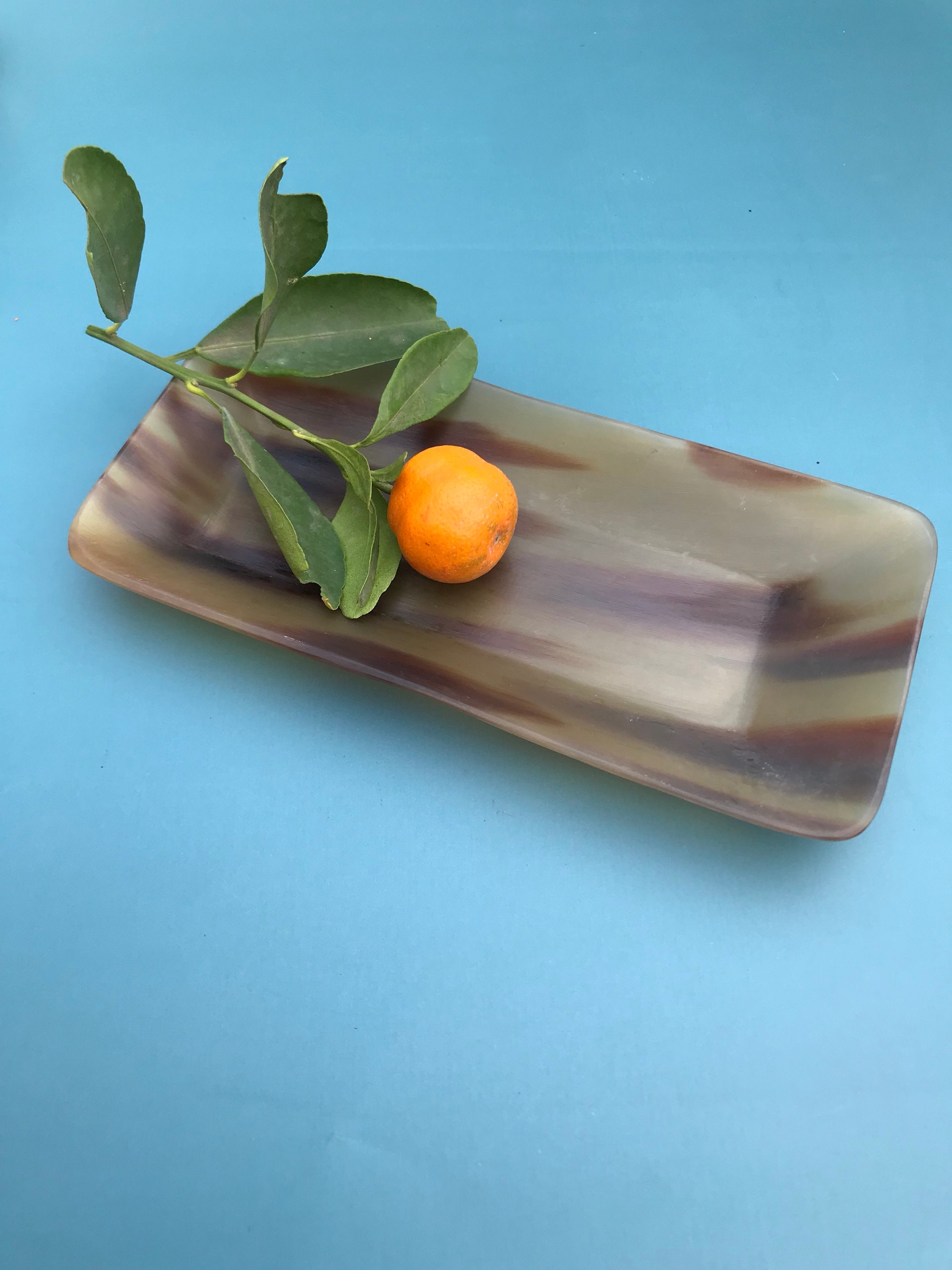 Rectangular Buffalo Horn Tray, Coffee Table Tray, Taper Candle Holder Tray , Horn Serving Dish
