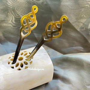 Horn Hair Pin, Oriental Hand Carving buffalo Horn Hair Pins ,Horn Hair Stick ,Infinitive Hair Stick , Horn Hair Fork ,Hair Accessory