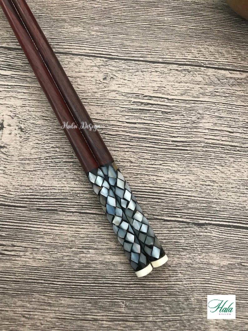 Handmade rosewood chopsticks with mother of pearl inlaid and horn chopstick rest, Wooden chopsticks,Handmade chopsticks , Rosewood Chopstick