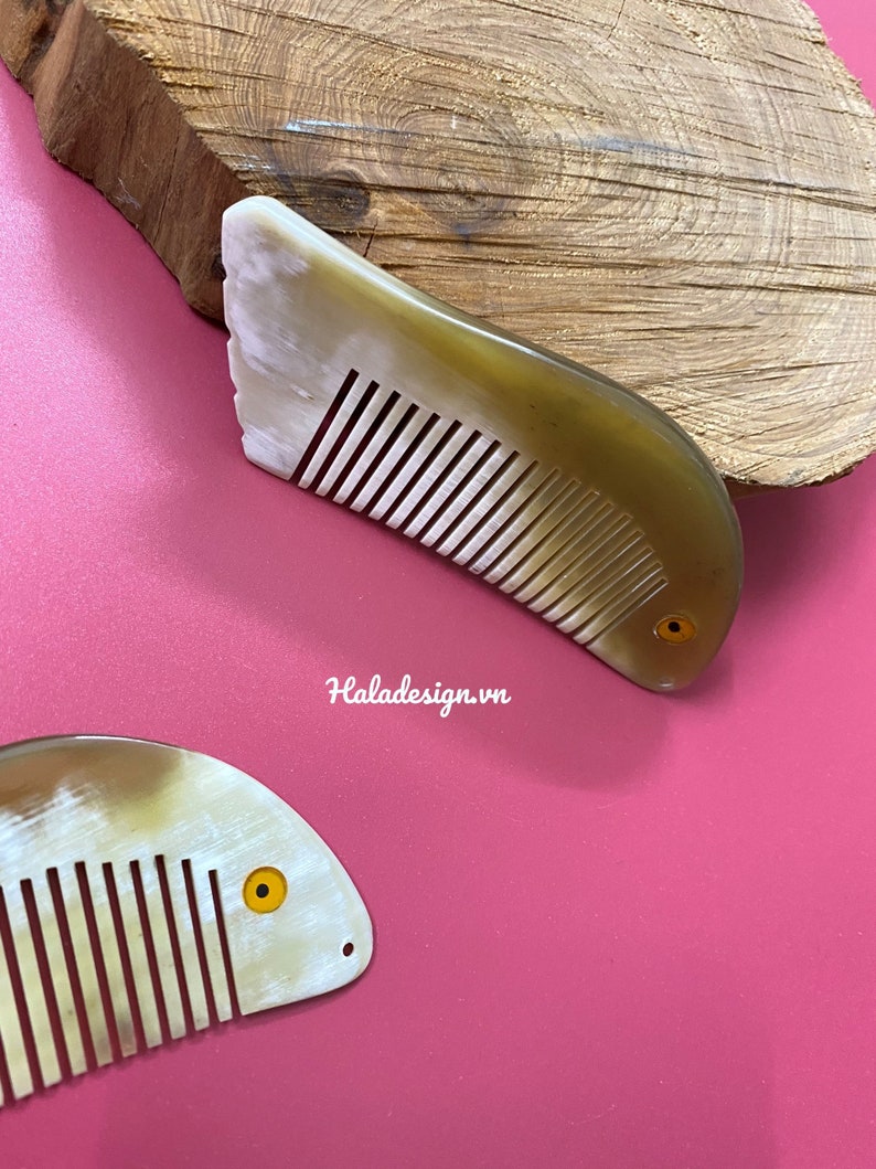 Buffalo Horn Fish Shape Kawaii Comb, Pocket Comb, Hair Accessory,horn ...