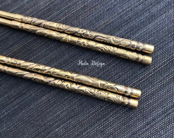 Traditional Handmade Hollow Brass chopstick, Copper chopstick,Handmade chopstick , Wedding Housewarming Anniversary Gift, , Ayurveda Health