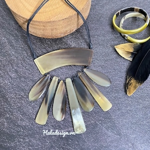 Buffalo Horn Fan Tribal Bib Necklace, Tribal Jewelry, Ethnic Jewelry ,African Jewelry,Chunky Bib,Chunky Necklace,Sustainable jewelry