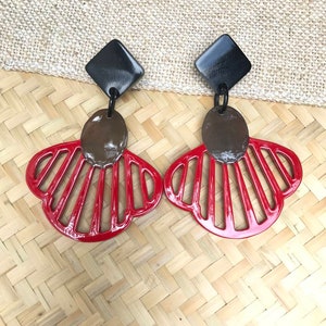 Büffelhorn und Lackohrringe, Büffelhorn Schmuck, Büffelhorn und Lackohrringe, Boho Ohrringe, Ethno Ohrringe