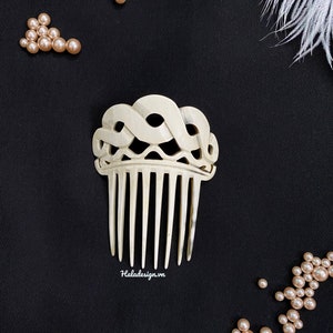 Art Nouveau Hair Comb, Twisted Design , style hair accessory, Horn Carving, Hair Fork, Mantilla Filigree , Statement hair Accessory