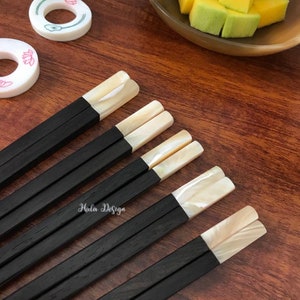 Personalized Chinese ebony chopstick with Sea snail Tip , Black Ebony Chopsticks, Chinese chopsticks , Engraving Chopsticks