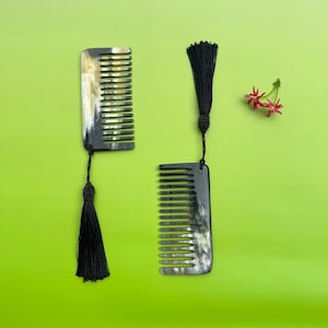 Benutzerdefinierte quadratische Büffelhornkamm mit Quaste, Taschenkamm, für Haare und Bart, Hornkamm, antistatischer Kamm, personalisierter Kamm (4,7 "x 2,16")