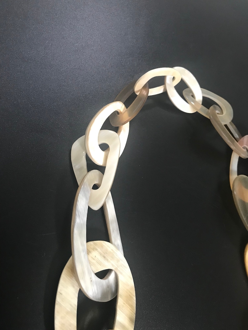 Horn Chain Necklace With Graduated Links Buffalo Horn Jewelry Etsy